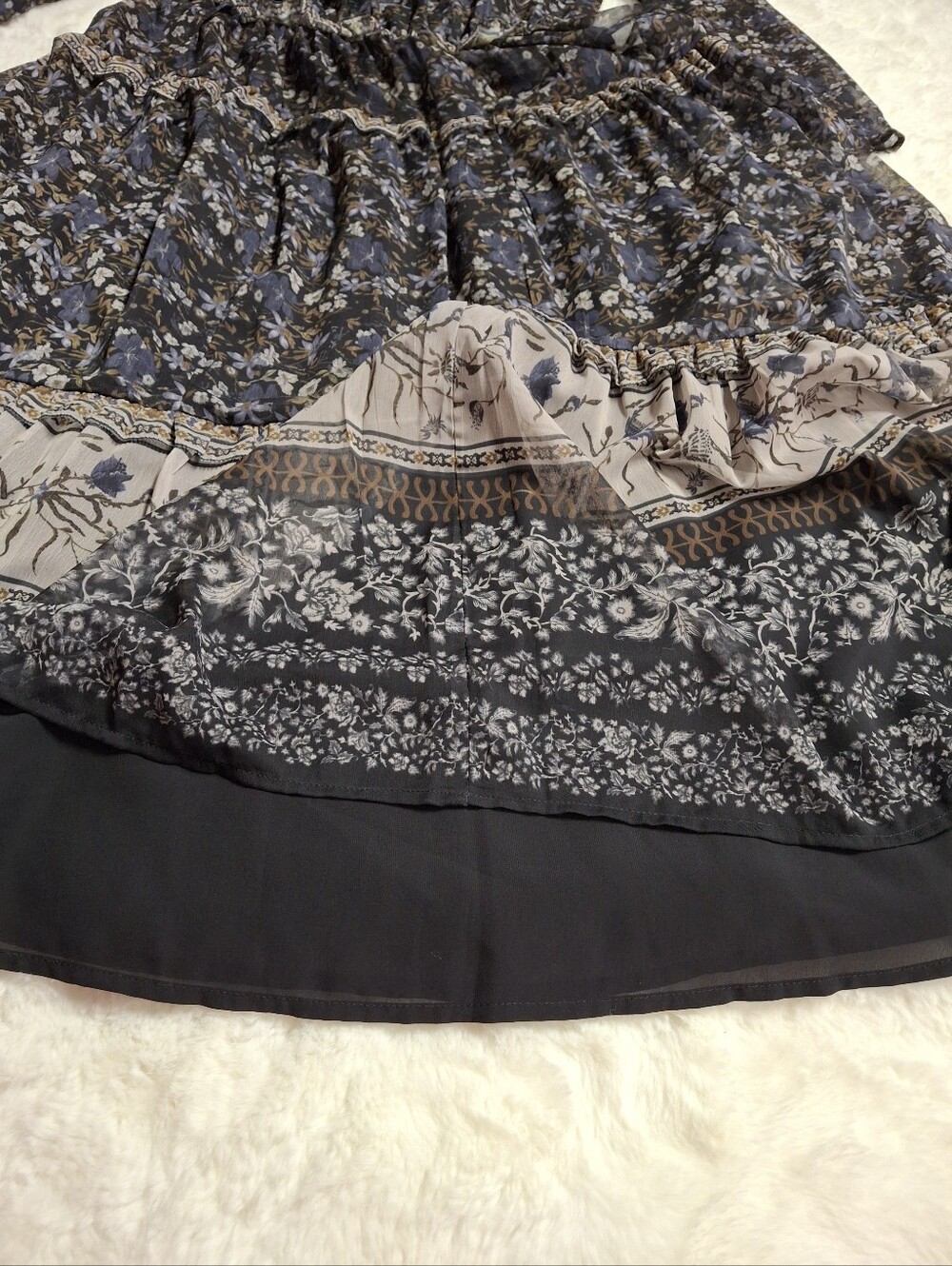 Antonio Melani Floral Tiered Ruffle Maxi Dress Elastic Waist Long Sleeve  Size 8 - Picture 10 of 16